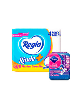 REGIO RINDE+ 4/600 HOJAS + SABA TOALLAS FEMENINAS 10 UDS